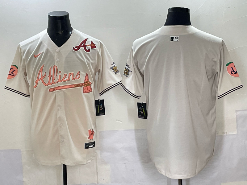 Men Atlanta Braves blank cream Nike 2025 MLB Jersey style 006